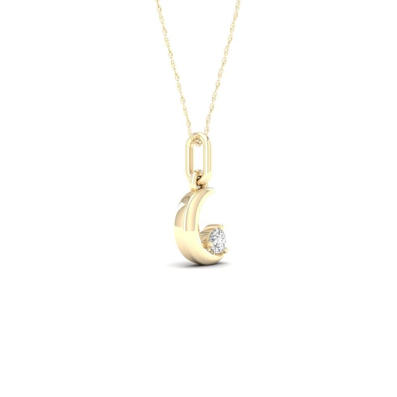 Lab Grown Diamond 1/12ctw. Mini Moon Pendant in 10k Yellow Gold image number null